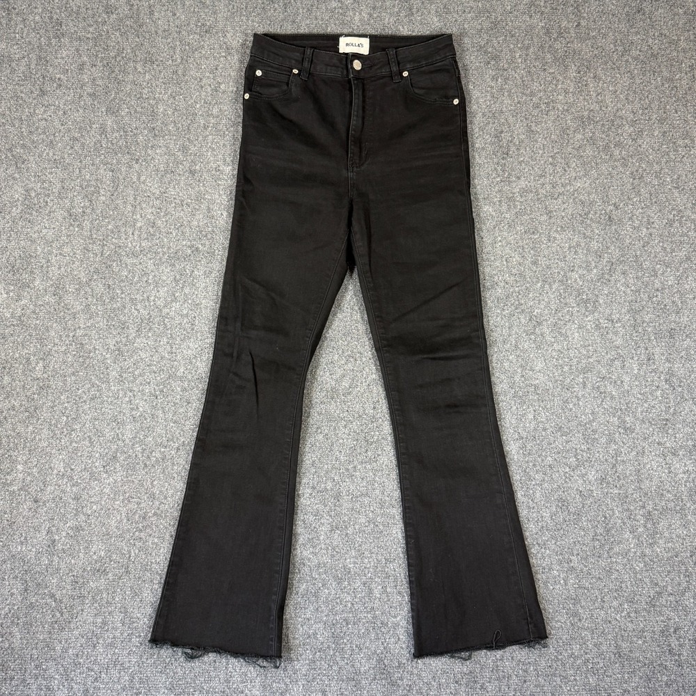 Rolla's Women Black Eastcoast High Rise Boot Flare Pants Soft Stretch Size 27x28